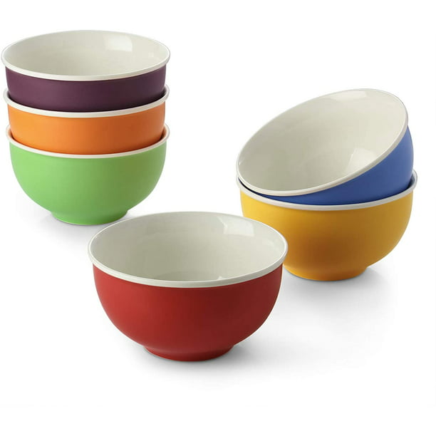 LIFVER 20 Ounce Porcelain Bowl Set White Soup Pasta Bowls Cereal Set of 4,